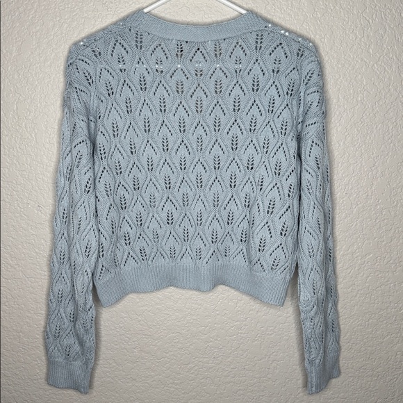 NWOT Petal & Pup Ellen Openwork Knit Cardigan Medium Pale Blue Coastal Grandma - Picture 5 of 5